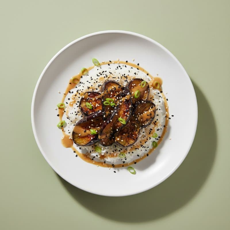 Miso-glazed aubergine met sesam